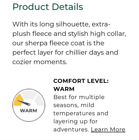 L.L. Bean Sherpa Fleece Coat In Hazelnut Large - Picture 12 of 13